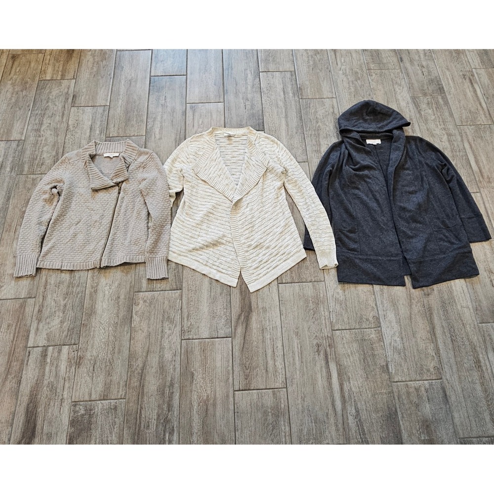 Loft Cardigan Lot of 3 Size S SP Neutral Zip Hooded Open Front Cozy Layer Fall